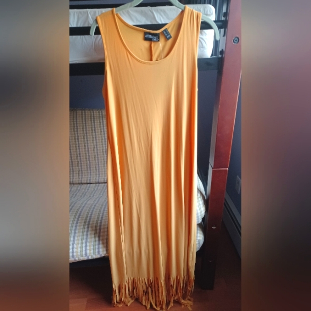 Attitudes bt Renee Maxi Dress with Fringe at the bottom